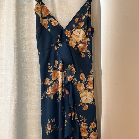 Floral navy blue dress, Small - Picture 4 of 7